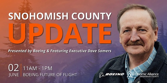 Banner: Snohomish County Update June 2 11AM - 1PM at Boeing Future of Flight