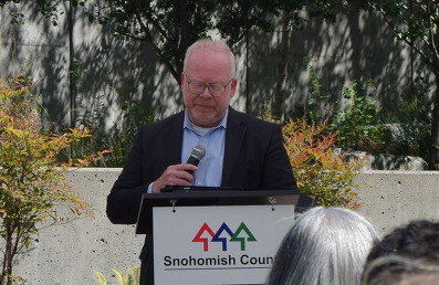 Deputy Executive Kent Patton reading the Snohomish County 2026 Juneteenth Proclamation on Dave Somer's behalf. 