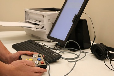 AVU with buttons: rewind, forward, question mark, back, next, up and down