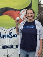 Councilmember Megan Dunn at the Aquasox on Recovery Night