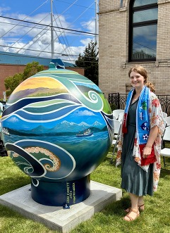 Leah Everett with her piece Sno-Globe