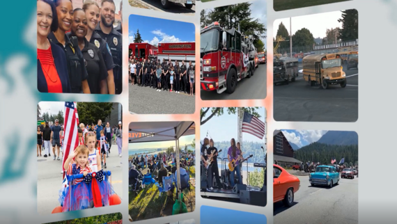 Screengrab from video showing a series of photos from Fourth of July parades and concerts