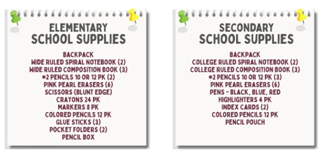 Back to school supplies