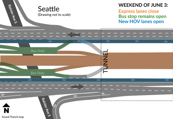 I-90 lane closures map for Seattle.