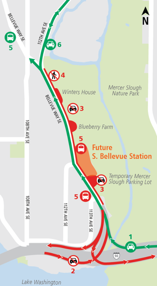 Map of traffic impacts from East Link Extension 9/12/2017