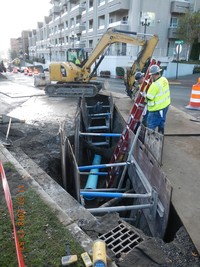Storm pipe installation at Division & Stadium