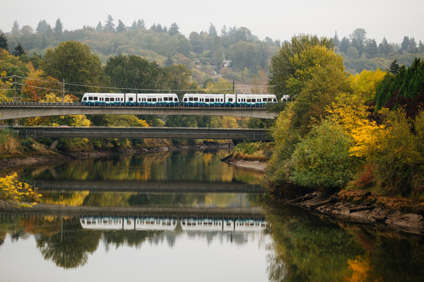 A Link train crosses the Duwamish River.