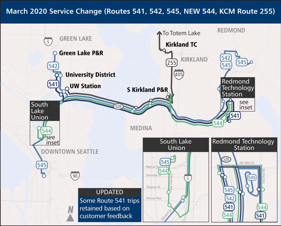 March 2020 Service change routes map.
