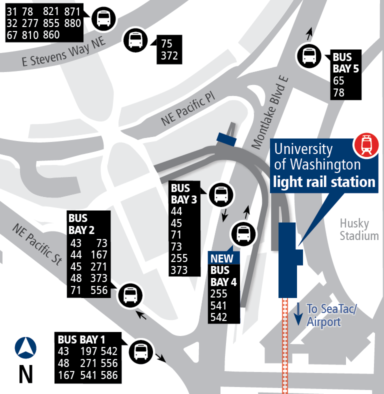 UW station bus stop map