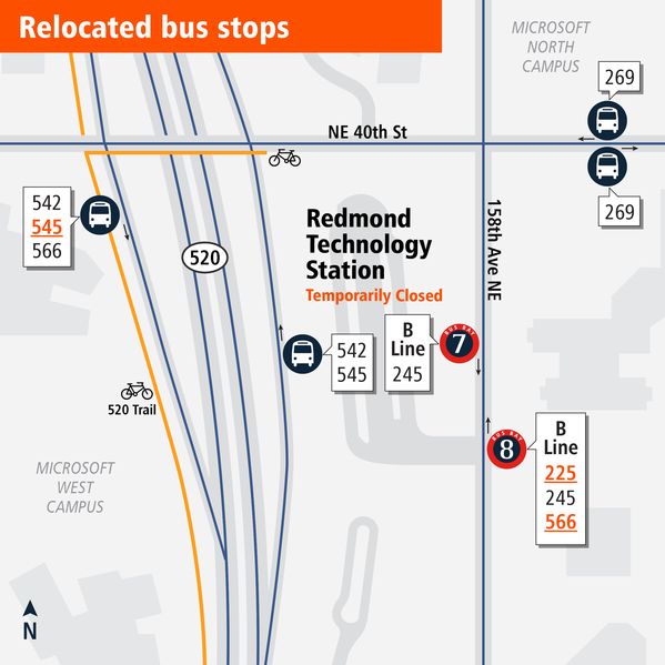 Map of the Redmond technology station closure. 