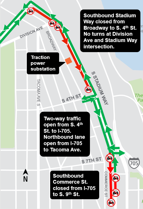 Map of construction impacts on Stadium Way.