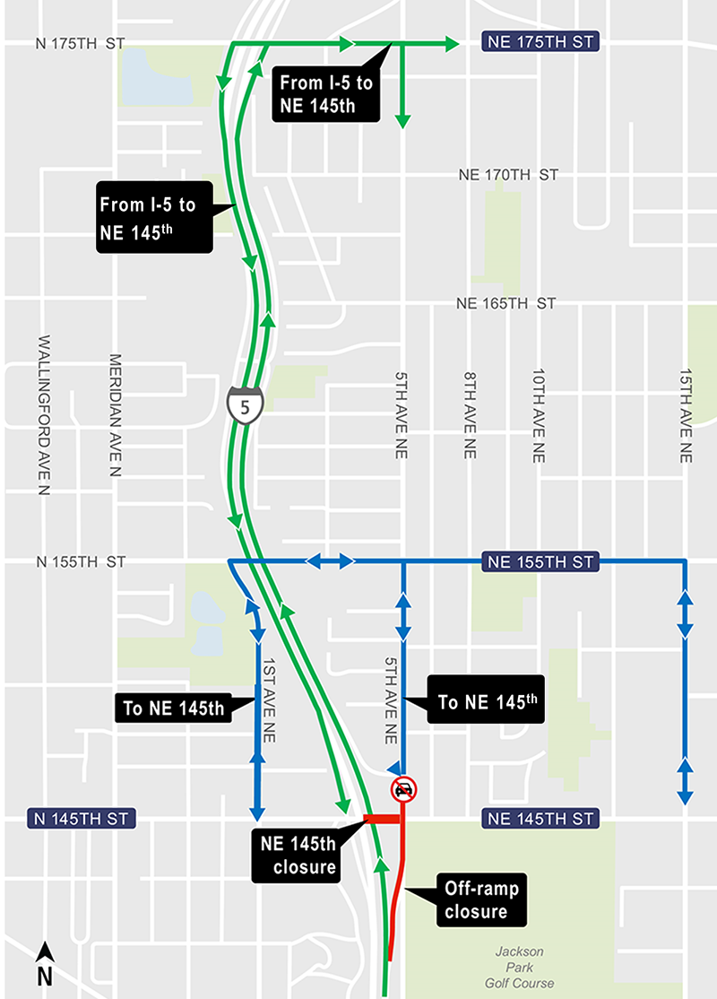 Construction map for NE 145th Street work, Lynnwood Link Extension