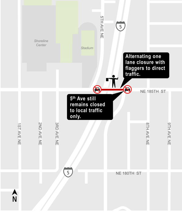 Map of Northeast 185th Street closure.