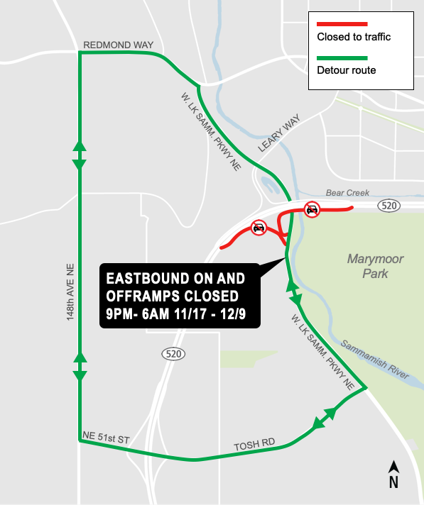 Map 2 of 2 of the expected closures and recommended detour route.