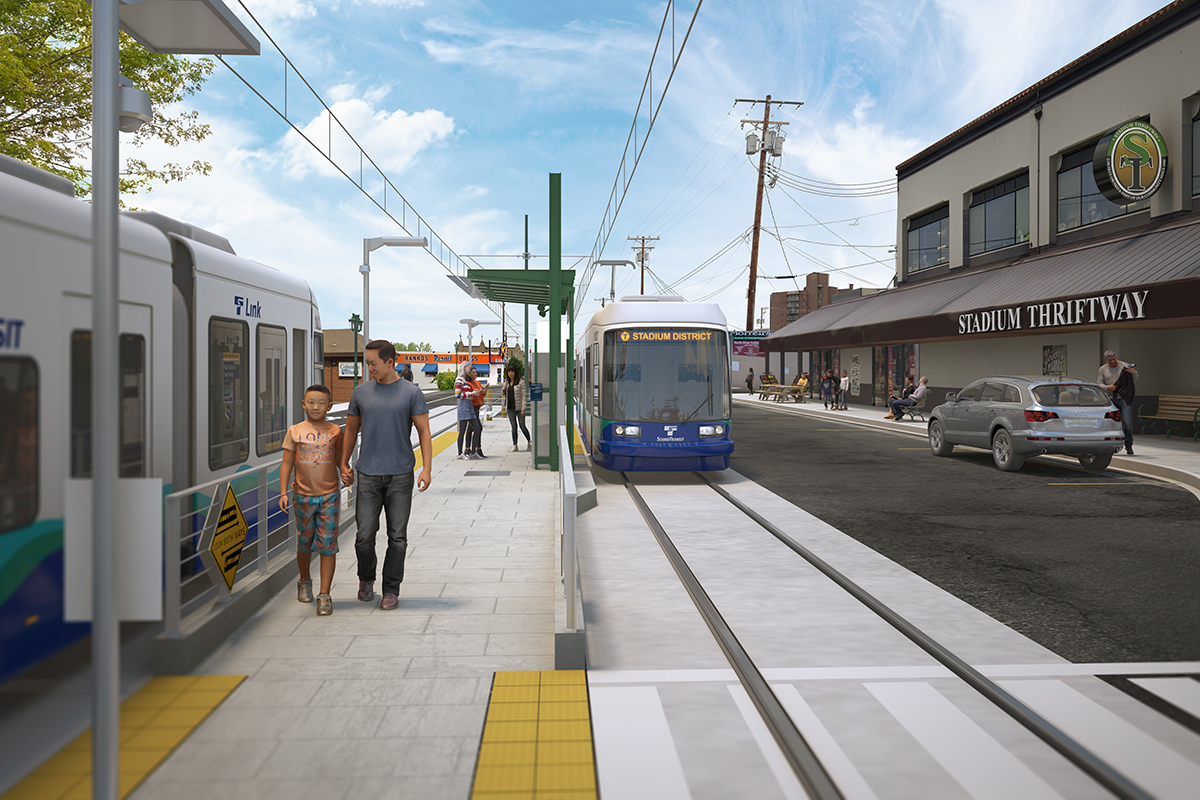 Rendering of the future Stadium Station, Tacoma Hilltop Link Extension