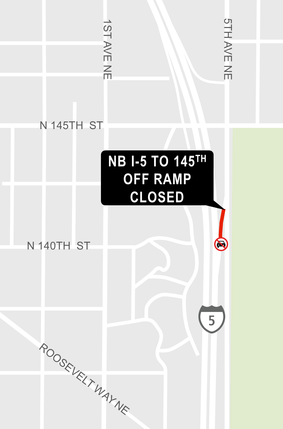 Map of off-ramp closure and detour.