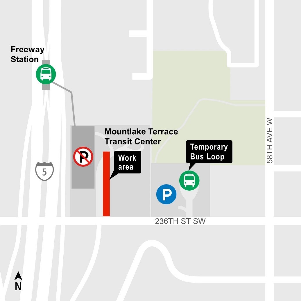 Entrance to the Mountlake Terrace garage from 236th Street Southwest will be closed.