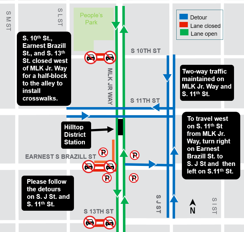 Construction map for Division Avenue curb and gutter work, Hilltop Tacoma Link Extension