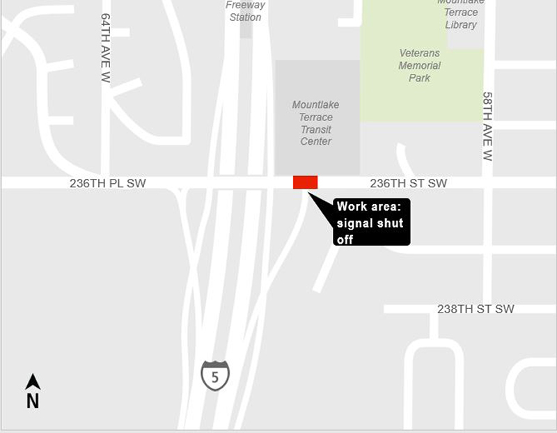 Construction map for Signal Work at 236th Street Southwest, Lynnwood Link Extension