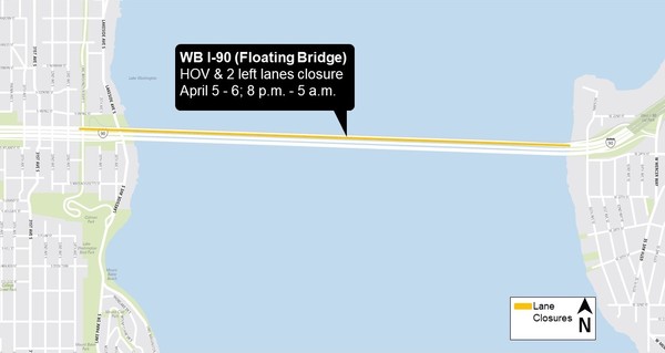 Map of WB I-90 Floating Bridge