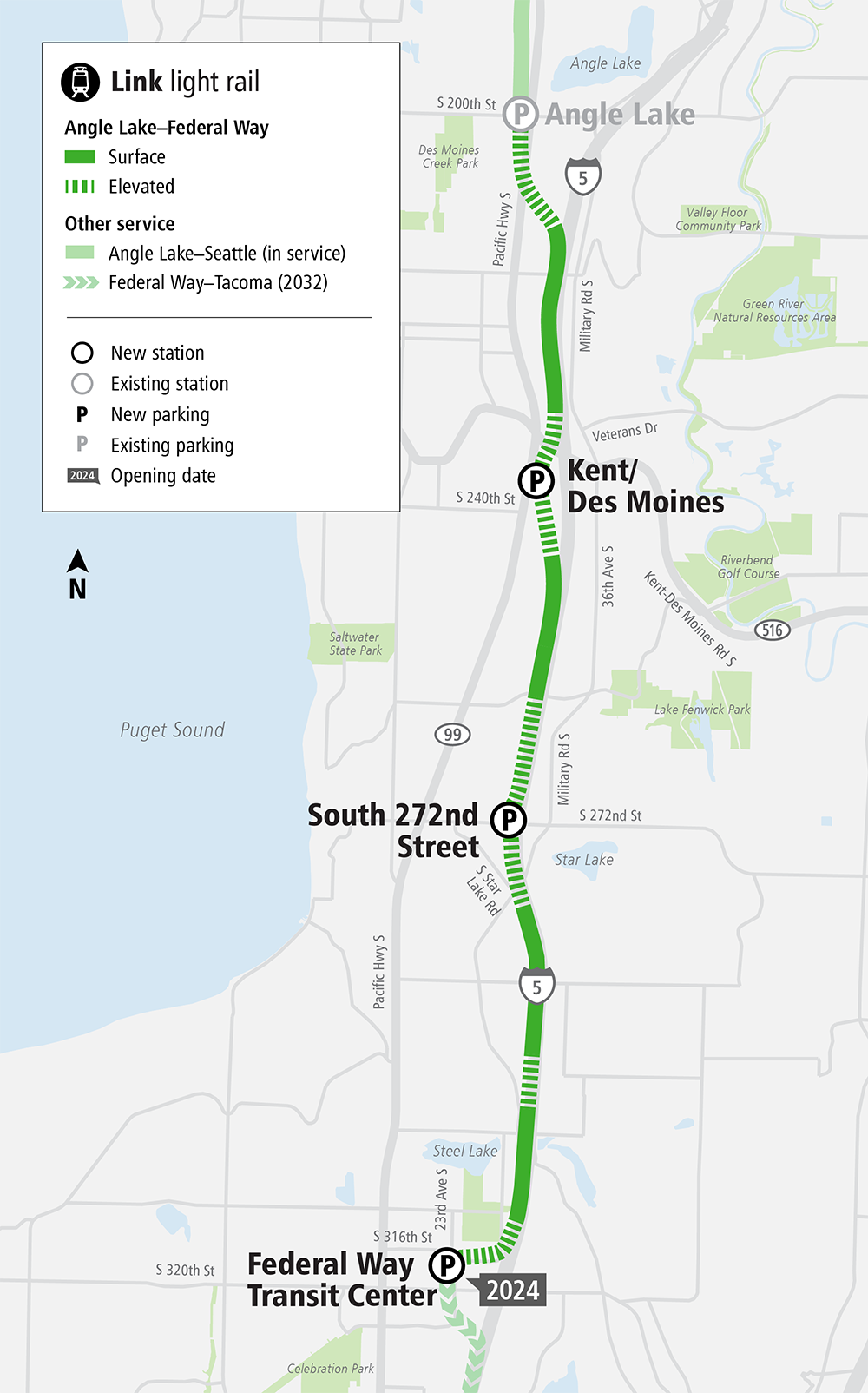 Project map for Federal Way Link Extension, Federal Way Link Extension Project update