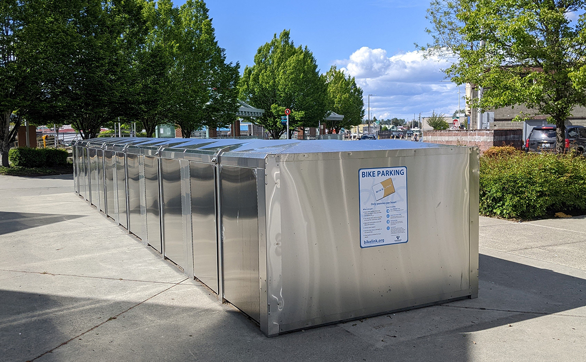 Photo of bicycle lockers at Auburn Sounder Station, Auburn Station Parking and Access Improvements