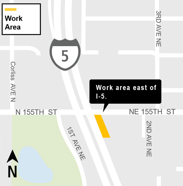 Contractors will perform night work from along the Sound Transit guideway at the Shoreline Fire Department Station 65 driveway.