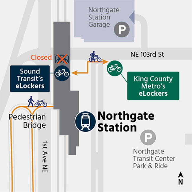 Map of Northgate Station bike storage