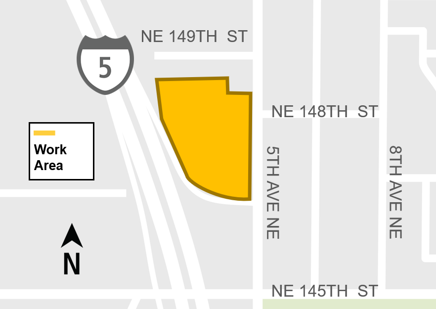 Construction impacts map for Northeast 145th street night work