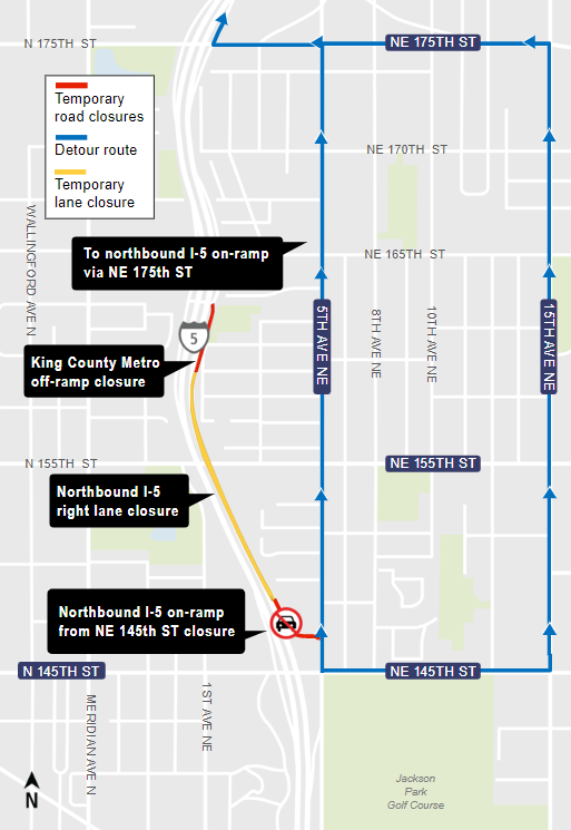 145th 1-5 right lane closures