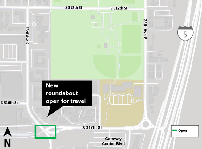 A map indicating where the S 317th Street Roundabout is located.