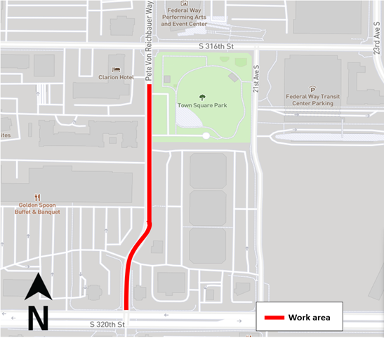 Map of closure of Peter Von Reichbauer Way S