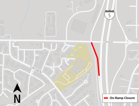 Map of on-ramp closure