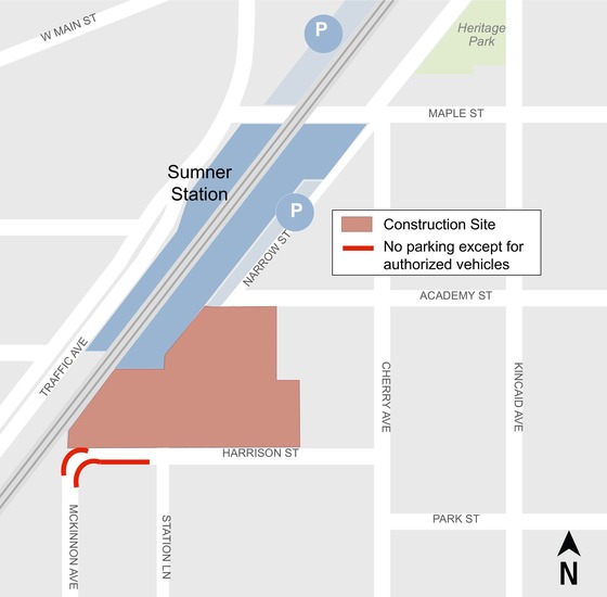 Map indicating where parking is prohibited. 