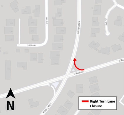 Map of right lane closure