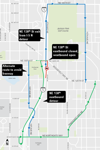 Map of closure and detour