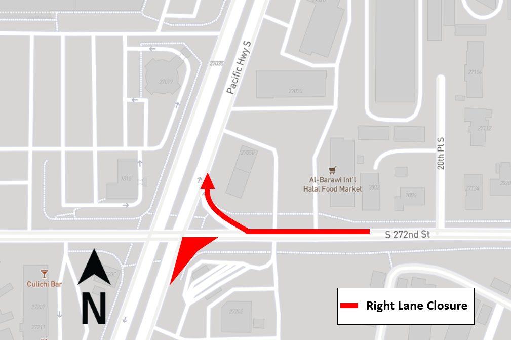 Map of right lane closure.