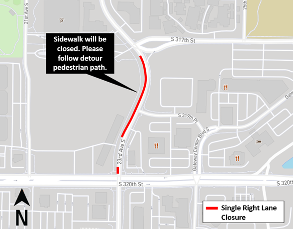 Map of sidewalk closure.