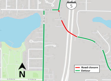 Map of closure. Read "What", "When", "Where" sections for details.