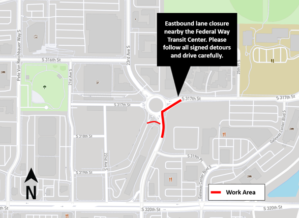 Map of lane closure. Read the details in the sections "What", "When", and "Where".