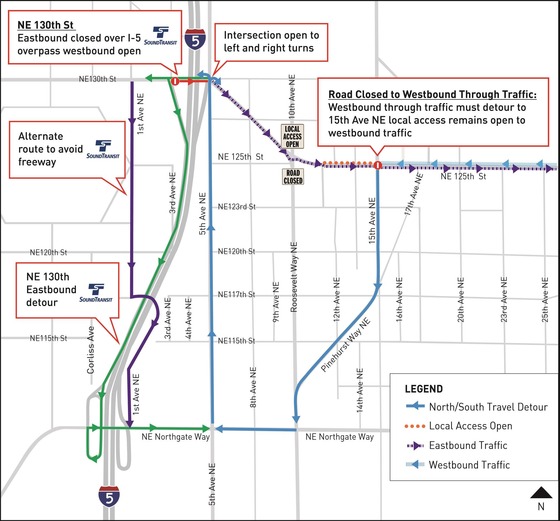 Map of closures and detours.