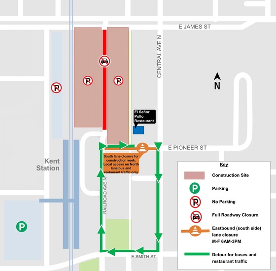 Map of closure and detour