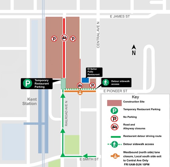 Map of parking lot closure.