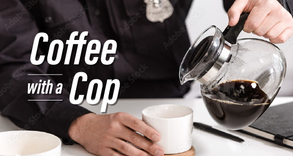 Cop pouring a pot of coffee into a mug
