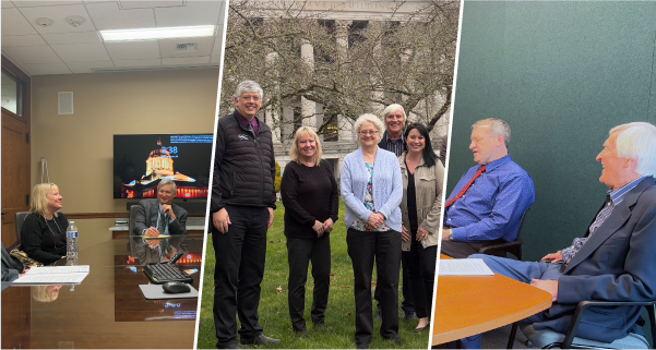 A collage of Spokane Valley city councilmembers meeting with representatives in Olympia.