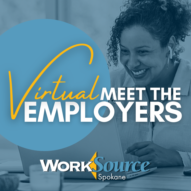 Meet the Employers Virtual Hiring Event picture and WorkSource logo
