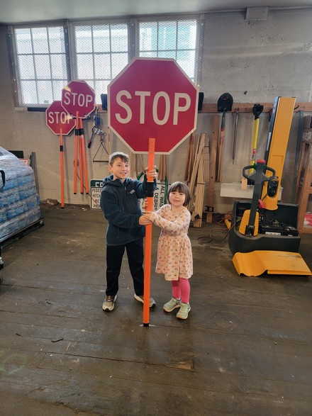 Hines kids with stop signs