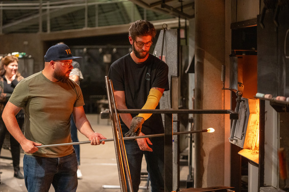 CM Bushnell participating in glass stamping event