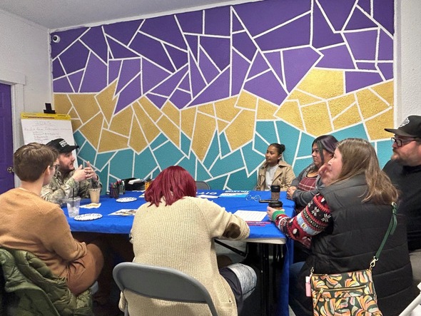 CM Diaz at coffee chat event talking to community 