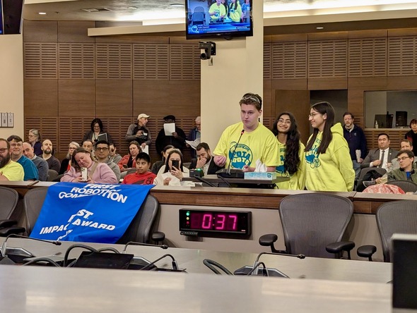 Sotbots students testifying at City Council 